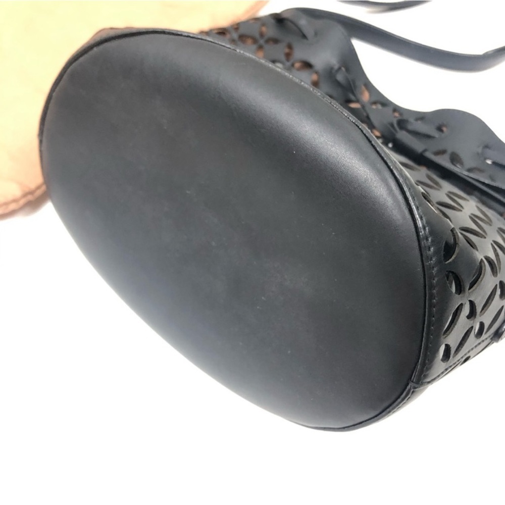 Alaia Bag Black Crossbody Leather Laser Cut Out Bucket Drawstring - Picture 5 of 15